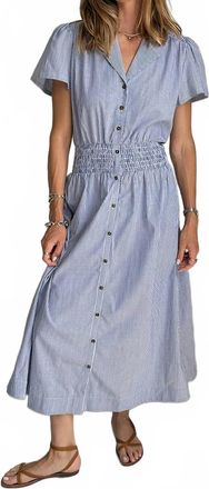 Ciao Lucia Naomi Short Sleeve Smock Waist Midi Dress In Stripe