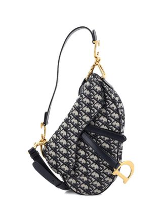 Dior Saddle Handbag with Strap Oblique Canvas Medium shoulder bag - women - Canvas - One Size - Blue