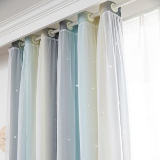 Infinite Cortina De Estrellas - Panel Individual (100 X 140 Cm, Beige) - Voile De Estrellas De Doble Capa Con Forro Opaco - Para Habitaciones Infantiles Y Sala
