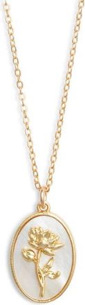 Set & Stones Katrina Birth Flower Pendant Necklace in Gold /July - Waterlily at Nordstrom