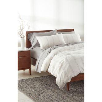 Nordstrom Organic Cotton Percale Fitted Sheet in Grey Griffin at Nordstrom, Size California King