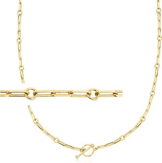 Ross-Simons 18kt Gold Over Sterling Charm-Compatible Paper Clip Link Toggle Necklace