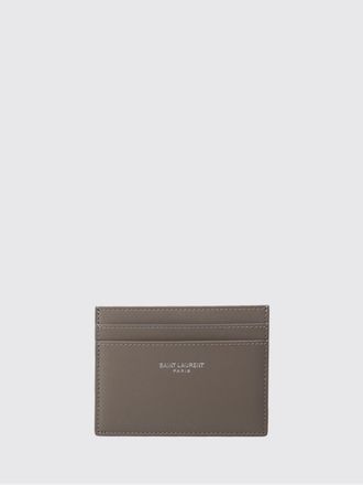 Saint Laurent Portacarte piatto in pelle di vitello con logo laminato