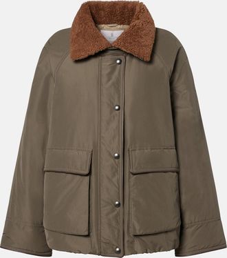 Brunello Cucinelli Giacca in misto cotone con shearling
