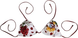 Dolce & Gabbana Womens White Red Polka Dot Floral Print Triangle And Polyamide Clothing