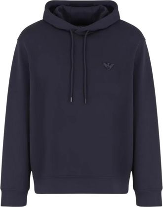 Armani Hoodie met Klein Logo - Heren - Hoodies - Blauw - 2XL - Katoen - Hoodies & sweatvesten