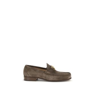 Valentino Garavani Brown Calf Leather Bos Taurus Slip-On Mens Loafers