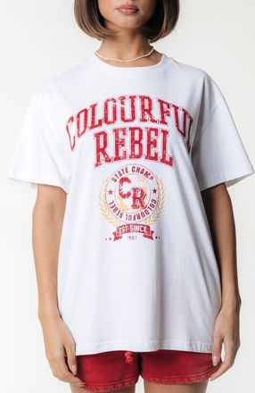 Colourful rebel CR Varsity Loosefit Tee in Standard White at Nordstrom, Size X-Small Eu