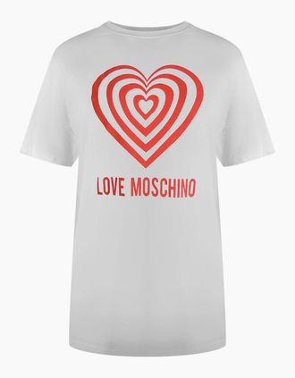 Love Moschino Womens Love Moschino Hypno Heart Logo White T-Shirt - Size: 18/16