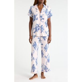 Nordstrom Moonlight Eco Crop Pajamas in Pink- Blue Primavera Floral at Nordstrom, Size X-Small