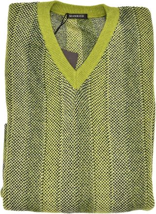 Manrico Cashmere Trui met V-hals - Groen