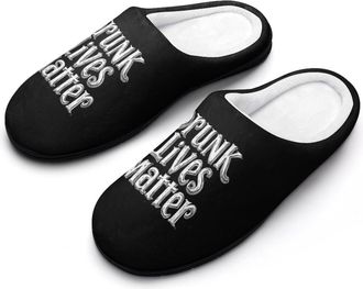 Generic Drunk Lives Matter Mens Soft Cotton Slippers with Memory Foam Anti-skid House Shoes for Travel Indoor Outdoor