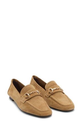 Mango Buckle Leather Moc-Toe Flat in Tobacco Brown at Nordstrom, Size 6.5Us