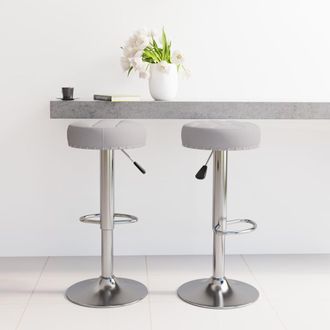 vidaXL Taburetes De Cocina 2 Unidades Tela Gris Vidaxl