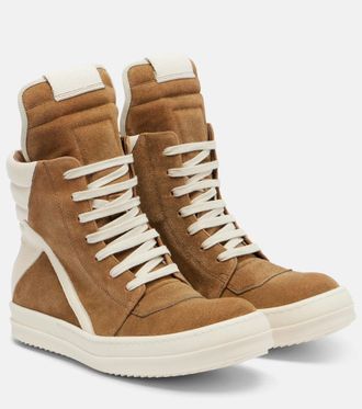 Rick Owens Zapatillas altas Geobasket de ante con piel