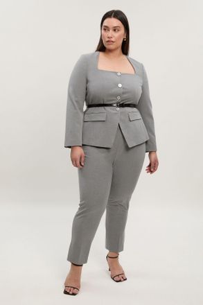Karen Millen Womens Plus Size Tailored Marl Slim Leg Trouser - Grey - Size 18 UK