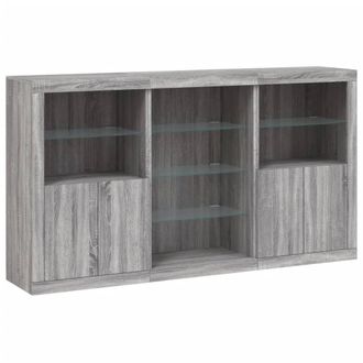 Berkfield Home Sideboard with LED Lights Grey Sonoma 181.5x37x100 cm