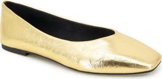 Kenneth Cole Johanna Square Toe Flat in Gold at Nordstrom, Size 9.5