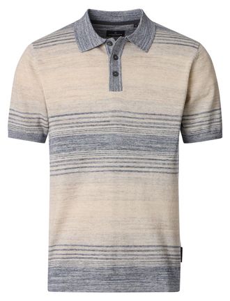 Casamoda beige gestreepte polo met korte mouw Casa Moda 3-knoops