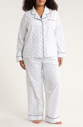 Nordstrom Classic Cotton Pajamas in Blue- Navy Snowflake Stripe at Nordstrom Rack, Size 2X