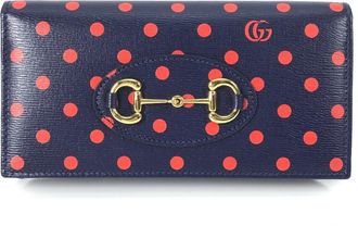 Gucci Navy Red Color Leather Chain/Shoulder Wallet (Pre-Owned)
