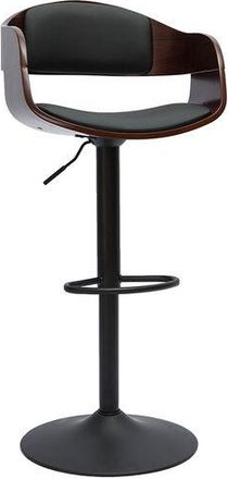 Miliboo Taburete De Cocina De Dise&ntilde;o Regulable Negro Con Madera Oscura Eustache