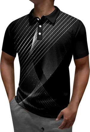 Generic Mens Polo Shirts Quick Dry Short Sleeve T-Shirts Classic Casual Work Sports Collared Neck Mens T-Shirts Breathable Grey