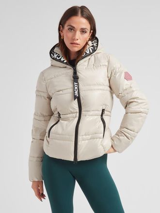 JACK1T R4D Tramline Racer Hooded Puffer Jacket in Stone/black at Nordstrom, Size X-Small