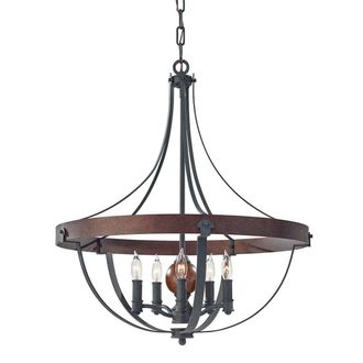 Loops 5 Bulb Chandelier Hanging Pendant LIght Charcoal Black LED E14 60W Bulb
