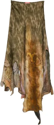 Diesel Asymmetrical Midi Skirt With Nature-Inspired Print