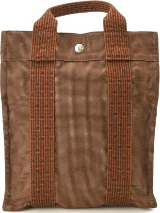 Herm&egrave;s Her Line Brown Nylon Canvas Backpack (Pre-Owned)