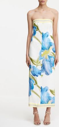Significant Other Tess Floral Print Strapless Column Dress in Iris Bouquet at Nordstrom, Size 12 Us