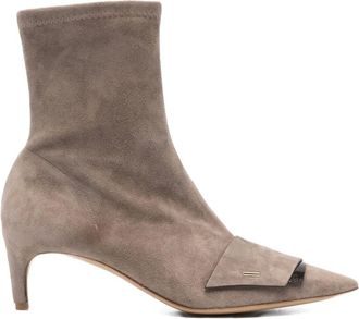 Del Carlo pointed-toe suede ankle boots - women - Leather/Calf Suede/Calf Leather - 38.5 - Brown