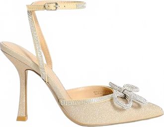 Dream Pairs Womens Pointy Toe Ankle Strap Heels In Gold Glitter