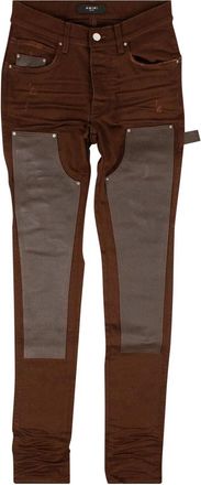 Amiri Denim Leather Workman Pants- Brown