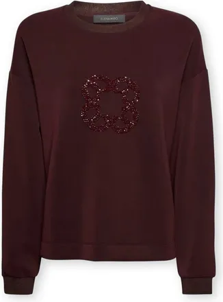 Elena Miro Hoodies & sweatvesten, Dames, Rood, 2Xl, Polyester, Sweatshirt met Monogram Borduurwerk