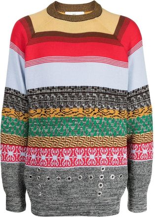 Toga Archives intarsia-knit crew-neck jumper - men - Cotton/Acrylic - 46 - Multicolour