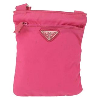 Prada Pre-owned Front pocket messenger bag - Dames - Pre-owned - Roze - Maat: ONE Size Nylon