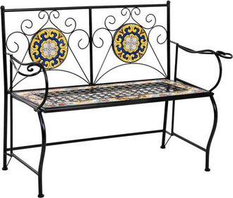 Wanderlust Deco Wanderlust Deco - Banco de mosaico y forja negro 110x50x88h cm
