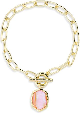 Kendra Scott Daphne Paper Clip Link Toggle Bracelet in Gld Lt Pink Ird Abal at Nordstrom, Size Small