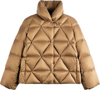 Fay Cropped Diamond Quilted High Collar Puffer Jacket