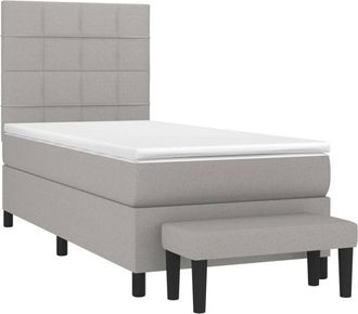 vidaXL Cama Box Spring Con Colch&oacute;n Tela Gris Claro 80x200 Cm Vidaxl