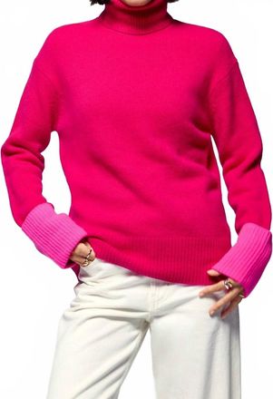 From Future Contrast Cuff Turtleneck Sweater In Raspberry Pink