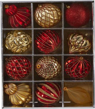 Nearly Natural Set of 12 Luxe Shatterproof Christmas Tree Ornaments