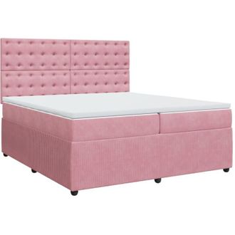 vidaXL Vidaxl - Cama Box Spring Con Colch&oacute;n Terciopelo Rosa 200x200 Cm