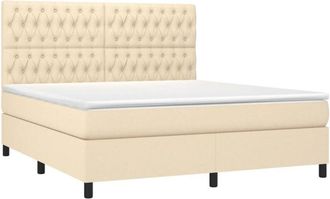 vidaXL Vidaxl - Cama Box Spring Con Colch&oacute;n Tela Color Crema 180x200 Cm