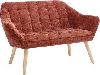 Vente-Unique Sof&aacute; de 2 plazas de tela texturizada terracota CASERTA