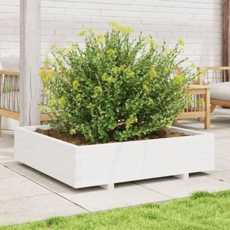 Berkfield Home Decorative Garden Planter White 100x100x26.5 cm Solid Wood Pine
