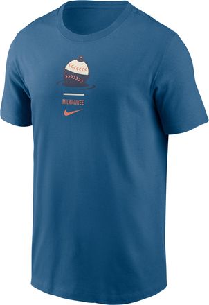 Nike Milwaukee Brewers City Connect 2-Hit Nike Mens MLB T-Shirt in Blue | N1994GWMZB-V0M