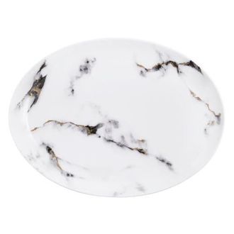 Prouna Marble Venice Fog 14 Inch Oval Platter in White at Nordstrom